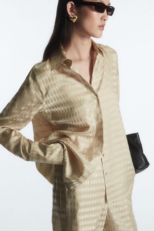 COS Geometric-jacquard Satin Ing Női Világos Bézs | KGW-531278