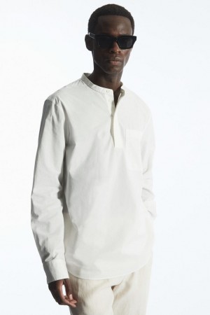 COS Grandad-collar Half-placket Ing Férfi Fehér | IXM-950263