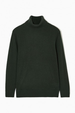 COS Gyapjú-cashmere Turtleneck Jumpers Férfi Sötétzöld | XEM-836495