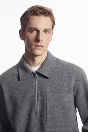 COS Half-zip Gyapjú-blend Jumpers Férfi Szürke | OBE-601845