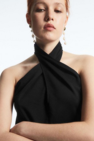 COS Halterneck Cropped Felső Női Fekete | GMI-536784