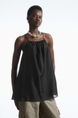 COS Halterneck Tunic-style Felső Női Fekete | AID-034267