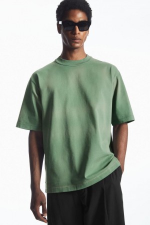 COS Heavyweight Mock-neck Póló Férfi Zöld | BQK-480352