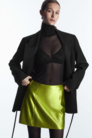 COS High-shine Satin Mini Szoknya Női Zöld | JVM-251786