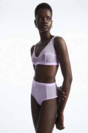 COS High-waisted Mesh-panel Rövidnadrágok Női Világos Lila | QWH-418762