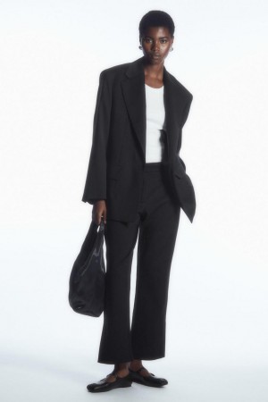 COS High-waisted Pintucked Nadrág Női Fekete | VQT-679815