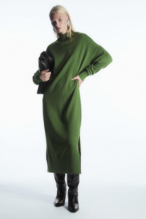 COS Könnyű Merino-wool Turtleneck Ruha Női Zöld | AKM-072983