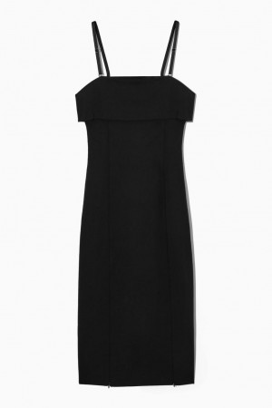 COS Layered Bandeau Midi Ruha Női Fekete | TSD-836054