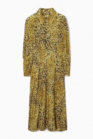 COS Leopard-print Midi Shirt Ruha Női Sárga Leopárd | NKY-968547