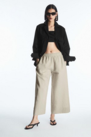 COS Linen-blend Culottes Nadrág Női Bézs | MFQ-843529