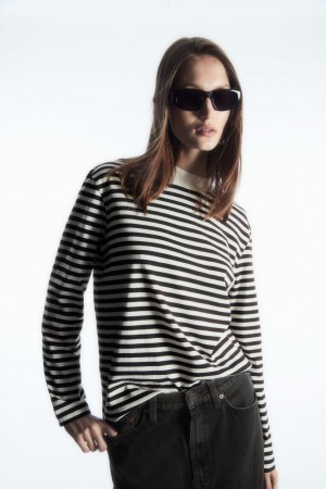 COS Long-sleeved Mock-neck Póló Női Sötétbarna | EXI-758932