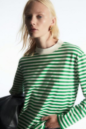 COS Long-sleeved Mock-neck Póló Női Zöld | AEP-641259