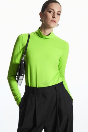 COS Long-sleeved Roll-neck Jersey Felső Női Világos Zöld | TXW-104952