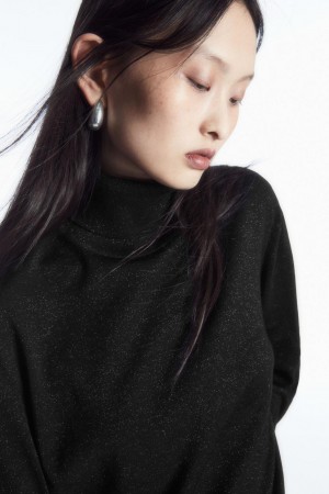 COS Merino Gyapjú Roll-neck Jumpers Női Fekete | KLQ-290567