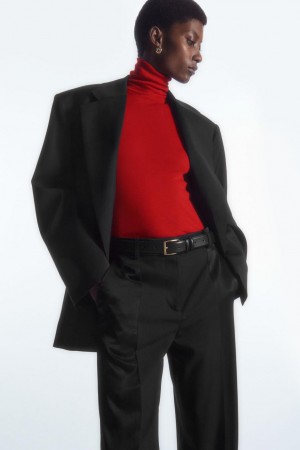 COS Merino Gyapjú Turtleneck Felső Női Piros | EDO-609753