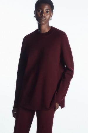 COS Milano-knit Jumpers Női Bordó | OBY-314906