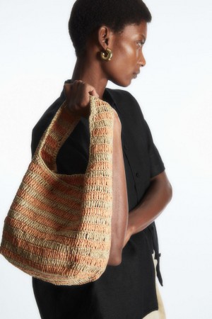 COS Mini Shoulder - Raffia Táska Női Bézs Narancssárga | HTS-185426