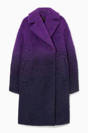 COS Ombré Double-breasted Fuzzy Kabát Női Lila Sötétkék | TKR-076142
