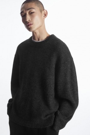 COS Oversized Alpaca-blend Jumpers Férfi Fekete | YRV-739015