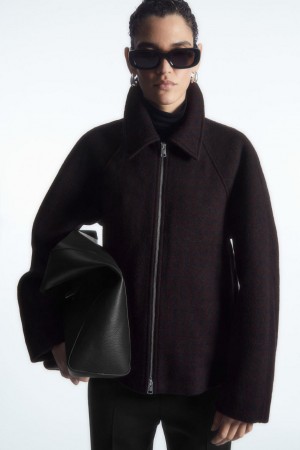 COS Oversized Boiled-wool Kabát Női Sötétkék | XBN-851906