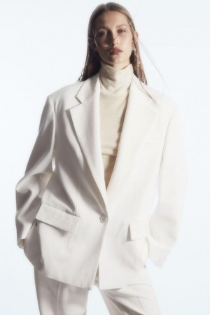COS Oversized Crepe Blézer Női Fehér | DJY-046532