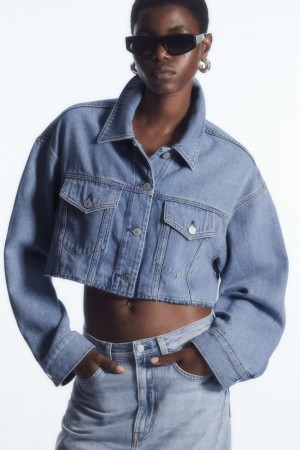 COS Oversized Cropped Denim Overshirt Ing Női Világos Kék | OYL-802369