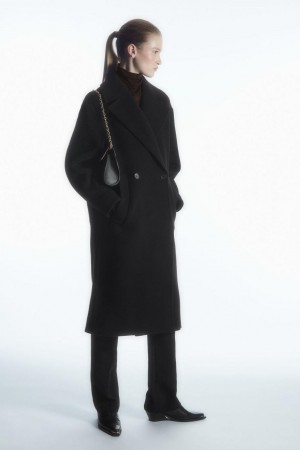 COS Oversized Double-breasted Kabát Női Fekete | KHO-371609