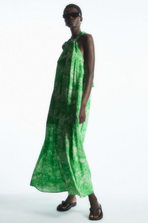 COS Oversized Gathered Maxi Ruha Női Zöld | WBV-825069