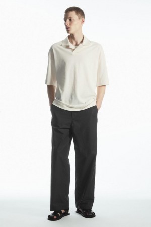 COS Oversized Open-collar Pólóing Férfi Fehér | JSQ-583126