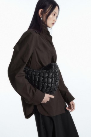 COS Oversized Pamut-blend Ing Női Sötétbarna | QNV-374091