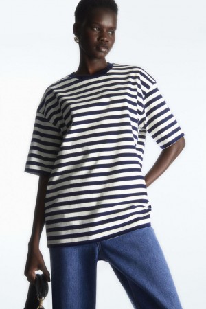 COS Oversized Póló Női Sötétkék | RSZ-728956