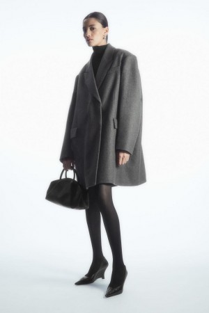 COS Oversized Power-shoulder Kabát Női Szürke | ZPD-951063