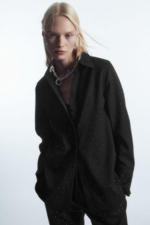 COS Oversized Rhinestone-embellished Ing Női Fekete | XEM-045389