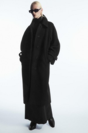 COS Oversized Rounded Kabát Női Fekete | VGO-235986