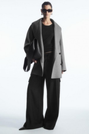COS Oversized Shawl-collar Gyapjú Kabát Női Szürke | VHS-089614