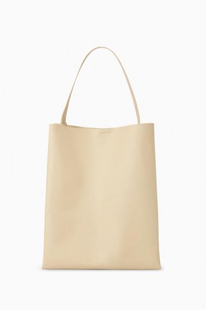 COS Oversized Shopper - Bőr Táska Női Világos Bézs | EIV-065328