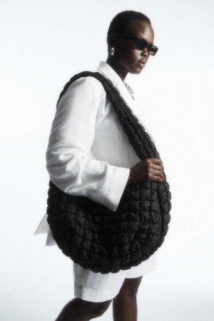 COS Oversized Steppelt Crossbody Táska Női Fekete | PSL-806392