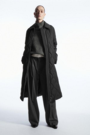 COS Oversized Steppelt Kabát Női Fekete | YNS-743185