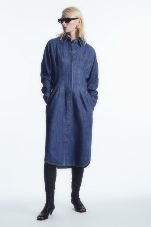 COS Oversized Waisted Denim Shirt Ruha Női Kék | RWG-851762