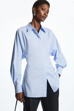 COS Oversized Waisted Poplin Ing Női Kék | BZJ-396718