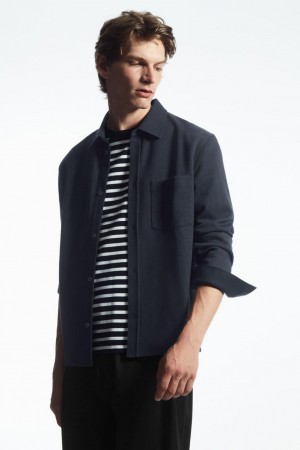 COS Patch-pocket Jersey Ing Férfi Sötétkék | NLY-943051