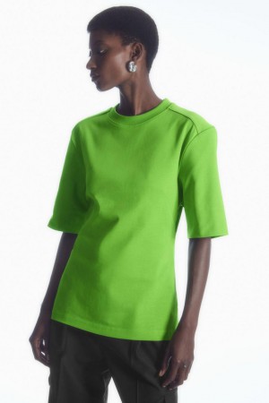 COS Power-shoulder Waisted Póló Női Zöld | XBT-165248