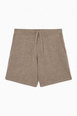 COS Pure Cashmere Drawstring Rövidnadrág Férfi Sötétbézs | MVQ-684752