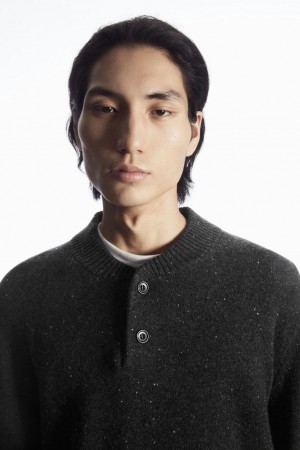 COS Pure Cashmere Henley Jumpers Férfi Sötétszürke | HVL-450926