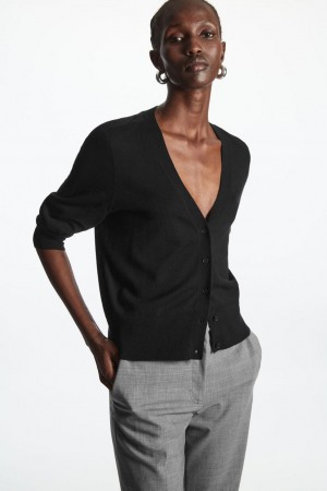COS Pure Cashmere Kardigán Női Fekete | RKU-739512