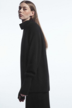 COS Pure Cashmere Turtleneck Jumpers Női Fekete | XPJ-709483