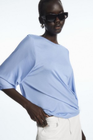COS Pure Mulberry Silk Póló Női Világos Kék | IWB-832614