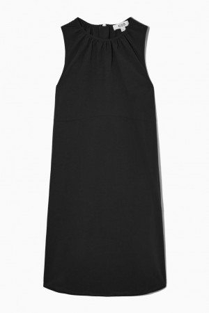 COS Regular-fit A-line Mini Ruha Női Fekete | ZOG-984216