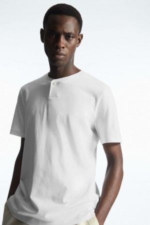 COS Regular-fit Baseball Póló Férfi Fehér | UOT-950167