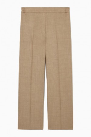 COS Regular-fit Gyapjú-flannel Nadrág Női Világos Bézs | NPL-723804